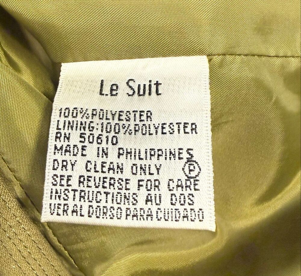 Le Suit Celery Green 3-Button Lined Blazer Set In Waist Sz. 14 Career Profession - Picture 12 of 13